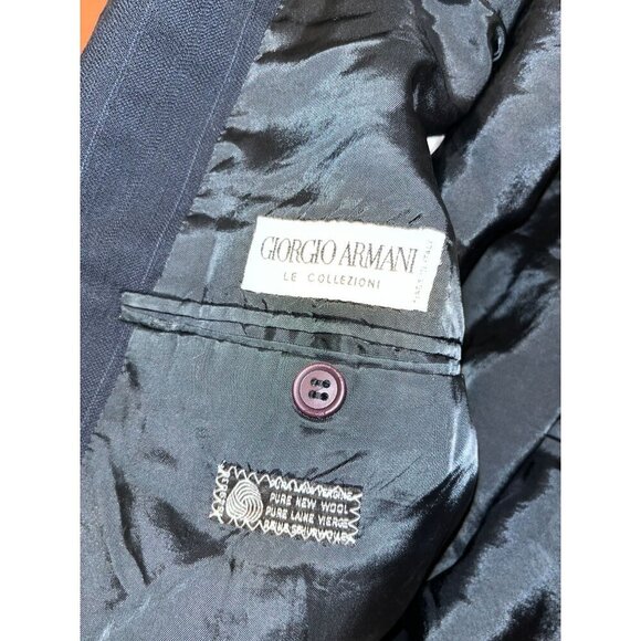Giorgio Armani  Le Collezioni Navy Pinstripe Wool Double-Breasted Blazer Jacket - Picture 5 of 7